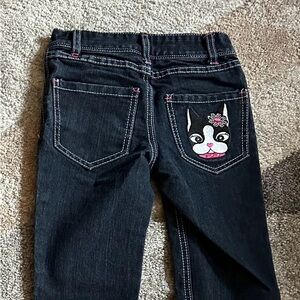 2 pairs Charming Kids Jeans with Cat Design - Black